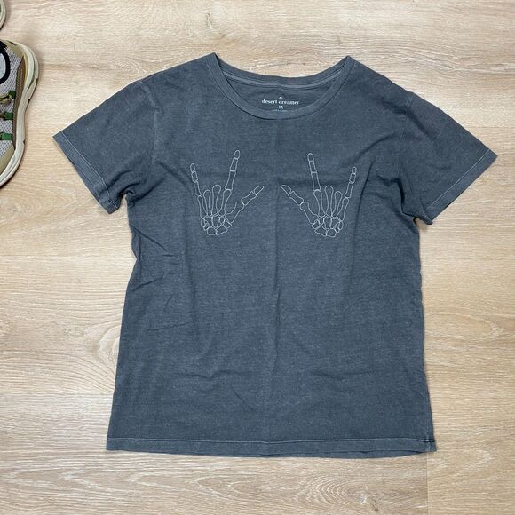 Desert Dreamer Skeleton Graphic Tee Gray Women's Size M - Picture 1 of 4